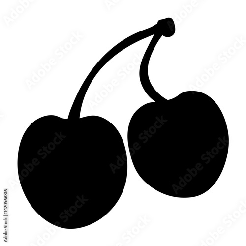 cherry fruit minimalist silhouette vector icon - for graphic design projects cherry, Modern Artwork.