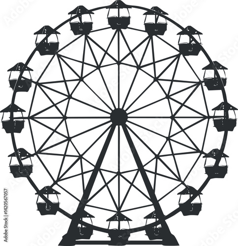 A silhouette of a ferris wheel standing tall against the backdrop of the sky