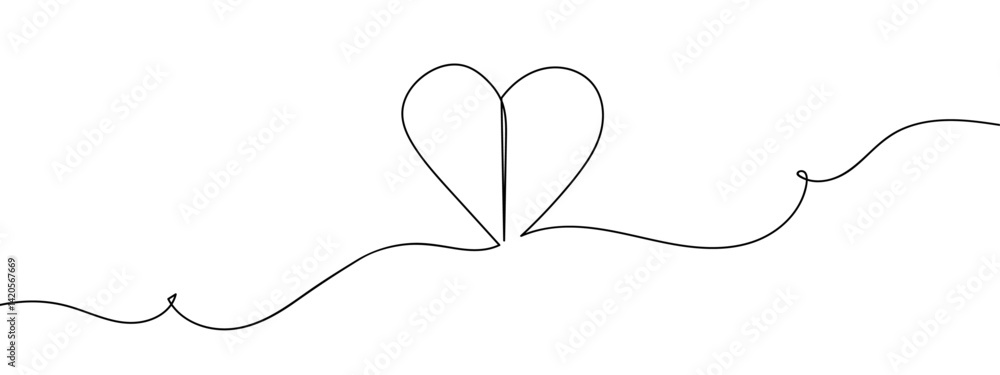 Continuous line, paper heart vector illustration with transparent background editable stroke. Continuous line, paper heart vector illustration with transparent background editable stroke.
