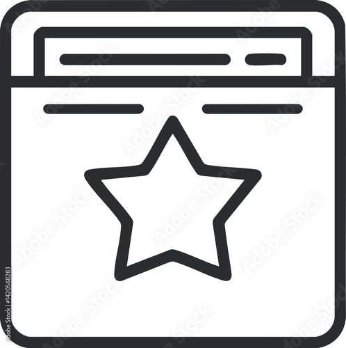 A simple icon featuring a star symbol representing favorites or bookmarks in a digital interface.