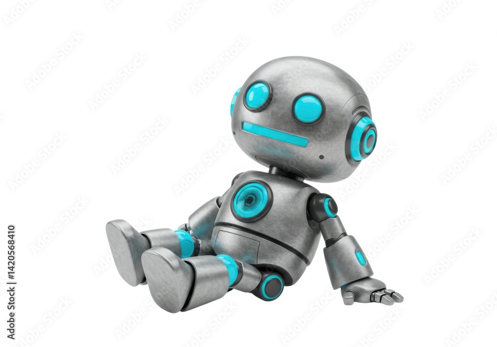 Cute robot toy isolated on white background Cute robot toy isolated on white background