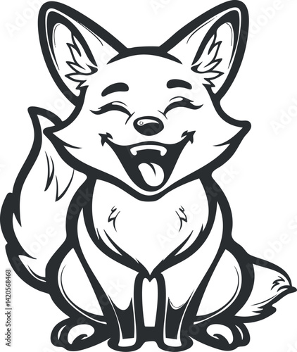A cheerful cartoon fox with a big smile, embodying playfulness and cuteness.