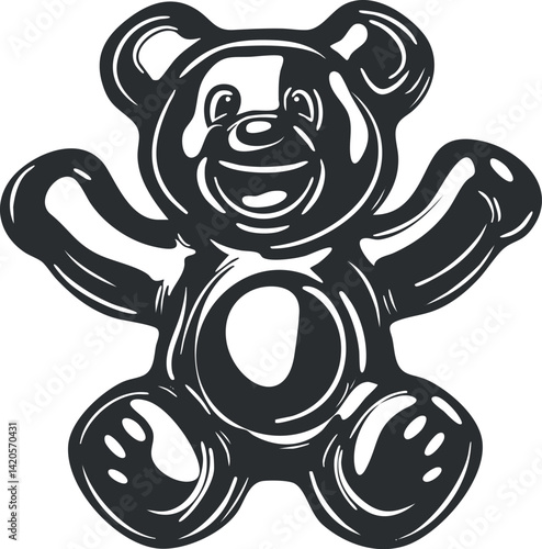 Cute cartoon teddy bear toy illustration perfect for children's decor and gifts.