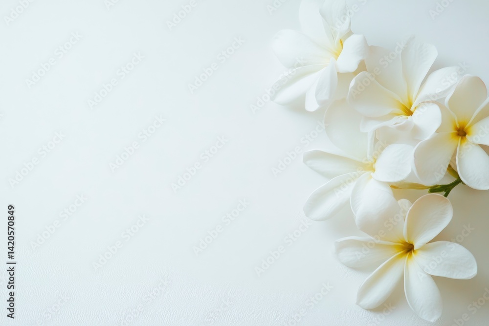 Fototapeta premium White Plumeria Flower Blossom on White Background
