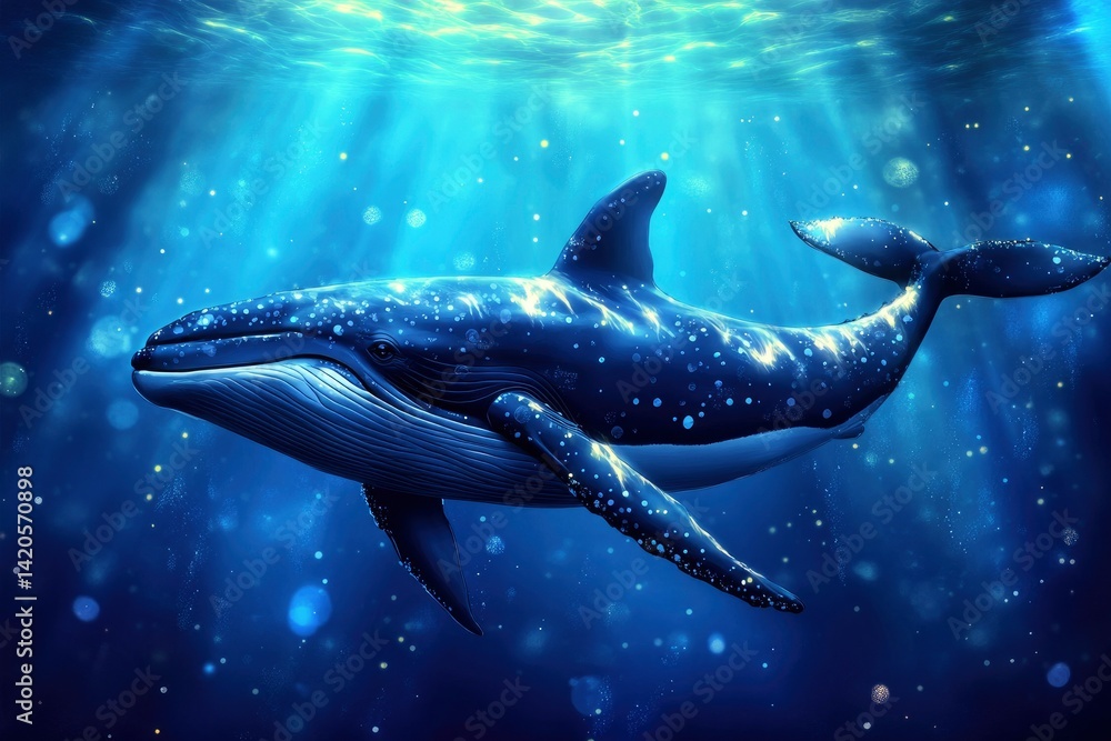 Fototapeta premium Whale Swimming in Ocean Underwater