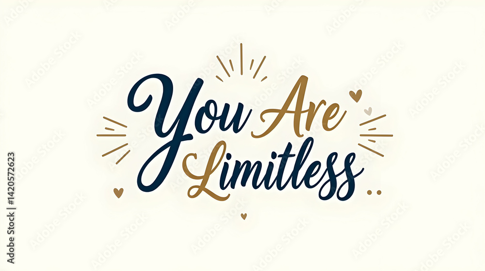 Obraz premium You Are Limitless in Uppercase Typography in Blue and Gold