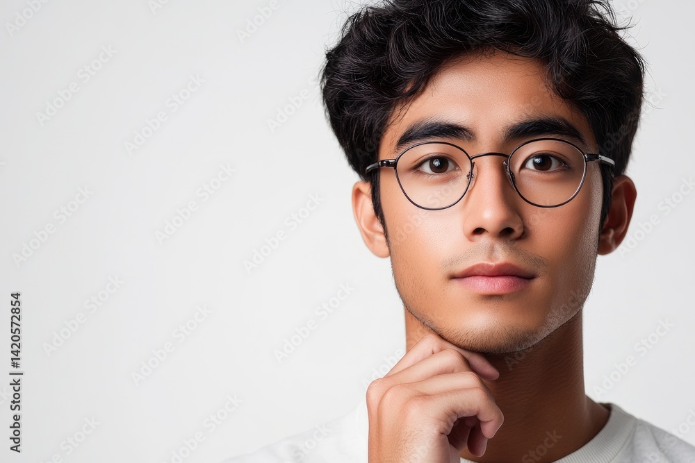 Man with Glasses Portrait on White Background Man with Glasses Portrait on White Background