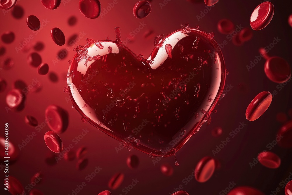 Red Heart with Red Blood Cell Red Heart with Red Blood Cell
