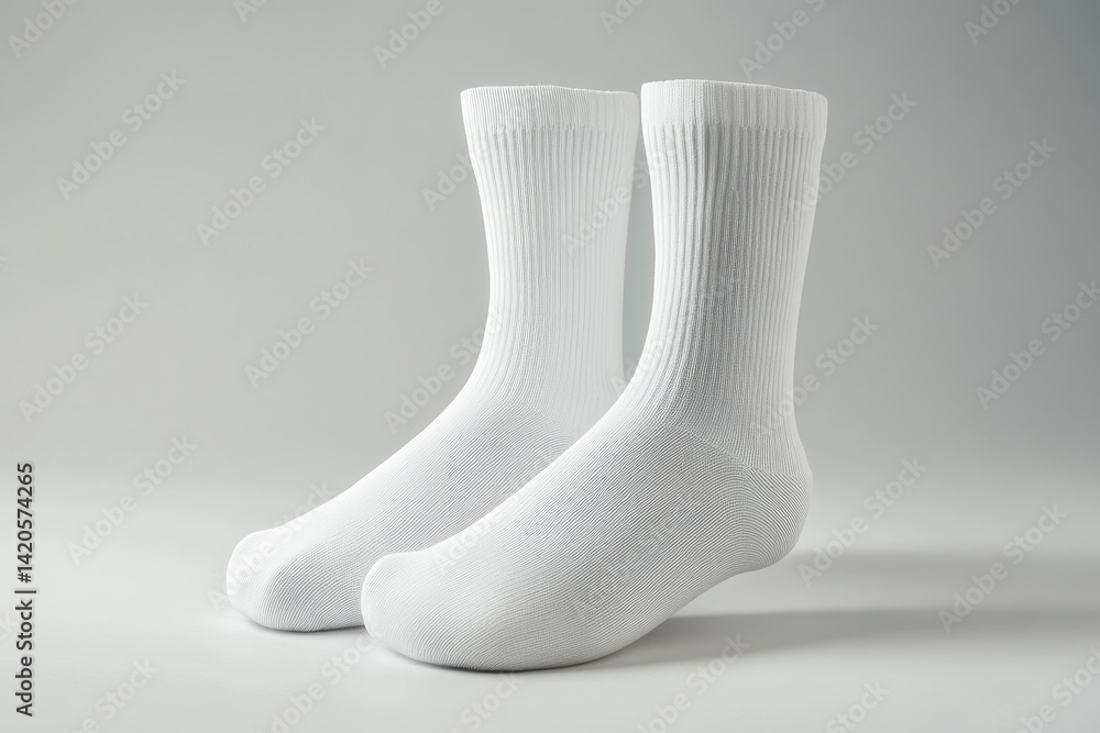 White Socks Pair on Gray Background White Socks Pair on Gray Background
