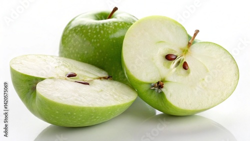  Cut Green Apple Minimal Fruit Image