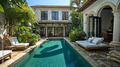 Wallpaper Mural Serene poolside retreat in lush garden setting Torontodigital.ca