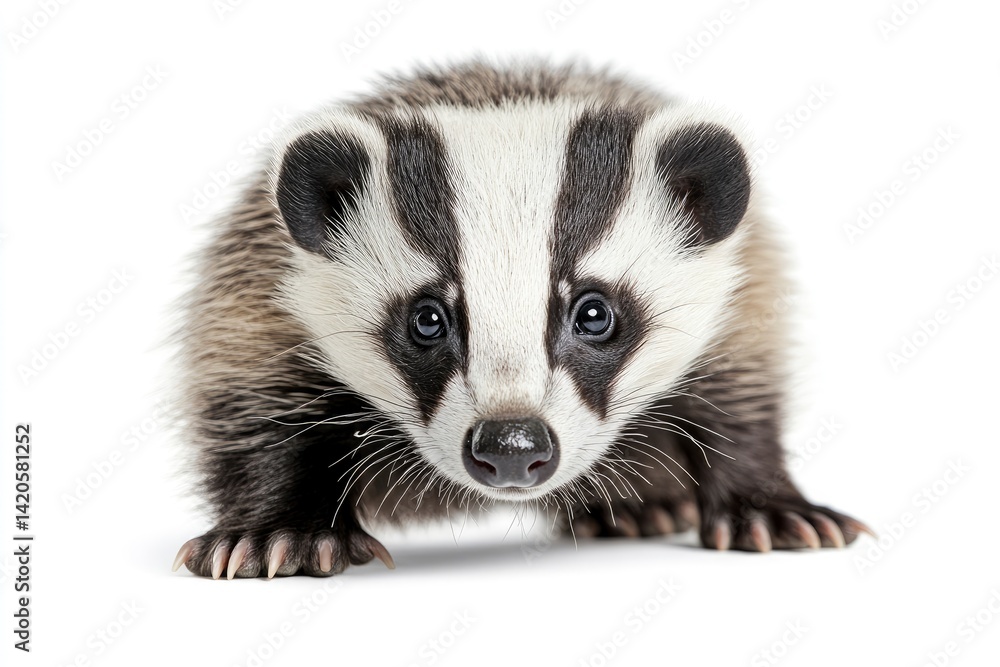 Fototapeta premium European Badger on White Background