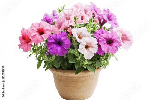 Wallpaper Mural Petunia Flowers in Clay Pot with Pink and Purple Colors Torontodigital.ca