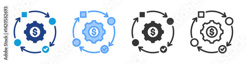 Business Process icon set multiple style collection