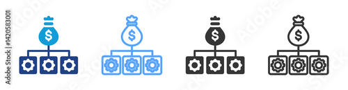 Cost Structure icon set multiple style collection