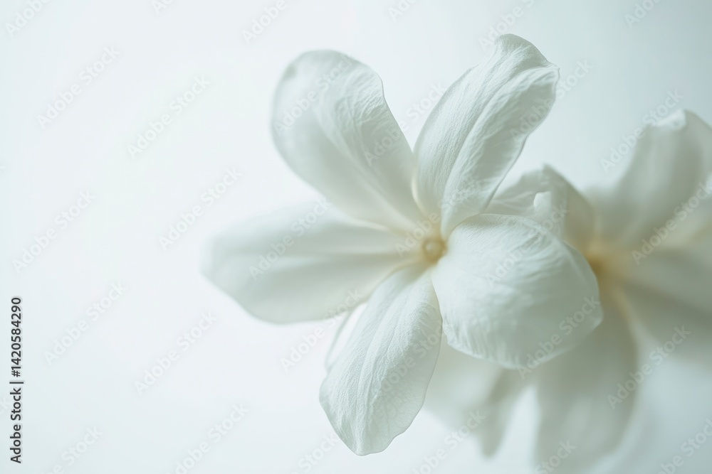 Naklejka premium White Flower Close-up on Light Background