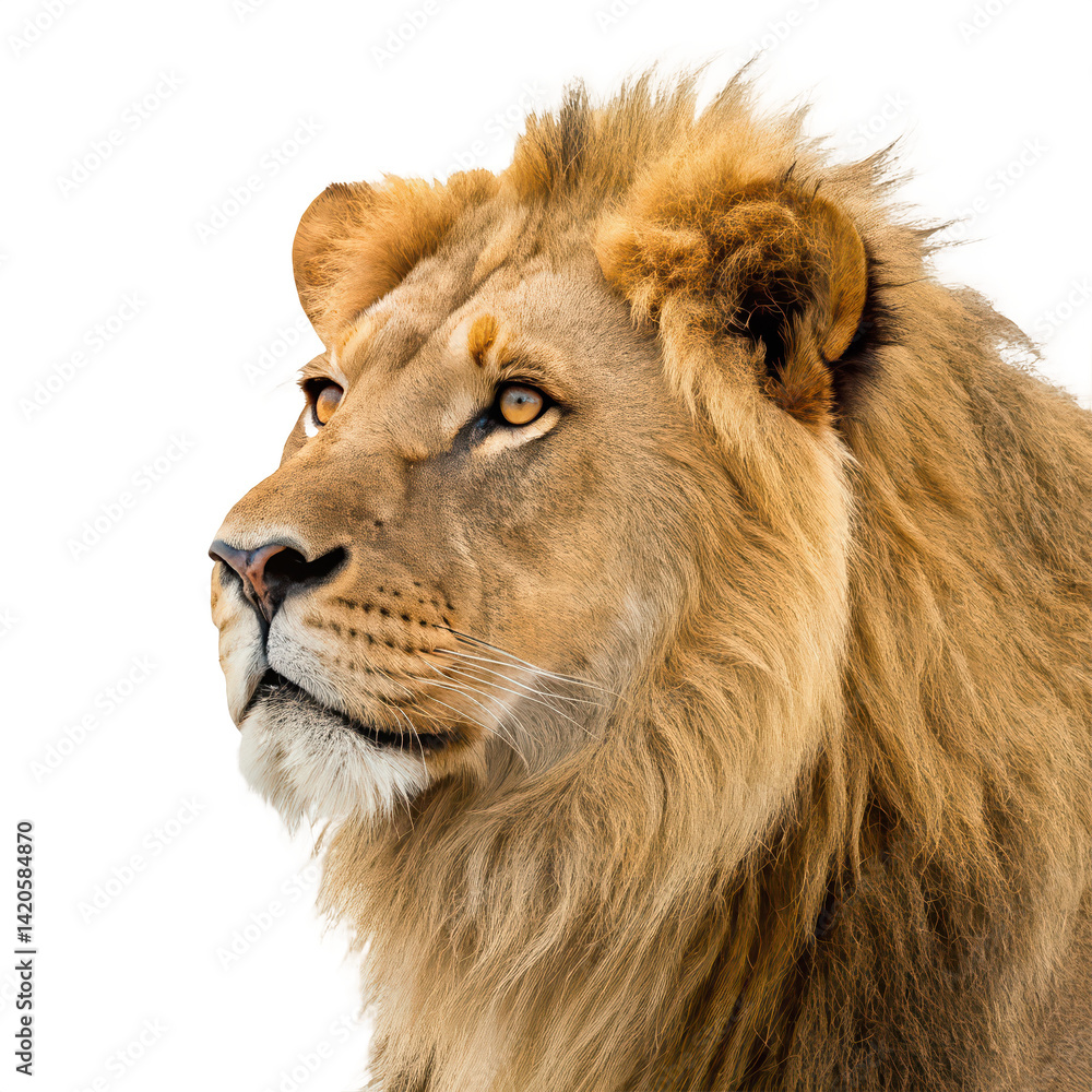 Fototapeta premium Majestic close up of a lion png close up png majestic creature png wildlife detail png animal portrait png transparent background image