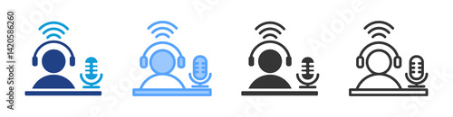 Broadcaster icon set multiple style collection
