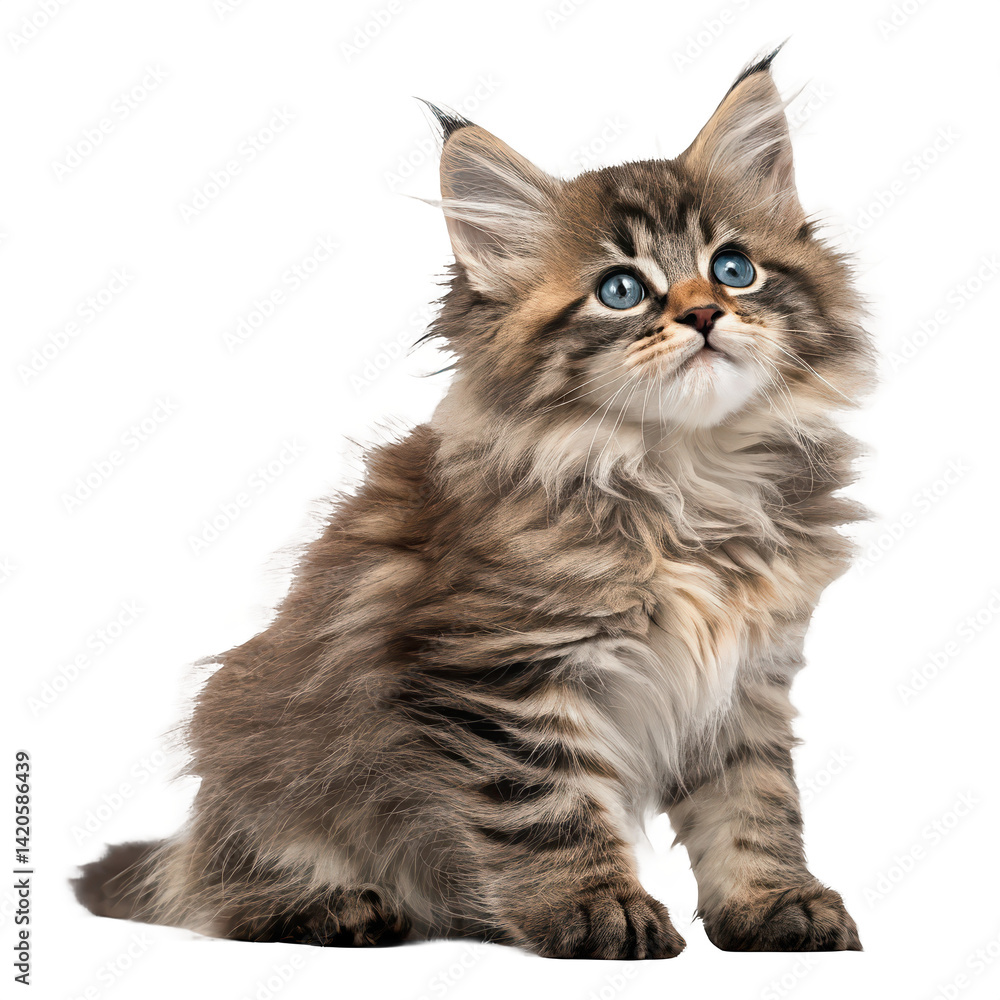 Obraz premium Norwegian forest cat 5 months old png kitten png cat portrait png fluffy cat png pet cat png transparent background image