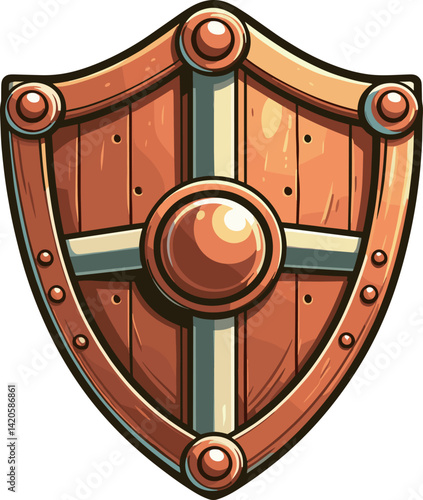 木の盾のイラスト