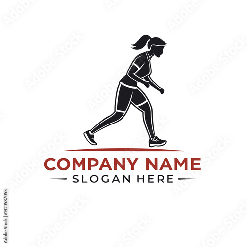 Active woman logo. A silhouette of a woman running, conveying athleticism and health