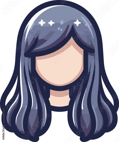 黒髪のロングヘアのウィッグ
