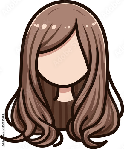 茶髪のロングヘアのウィッグ