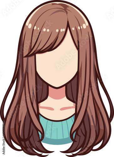 茶髪のロングヘアのウィッグ