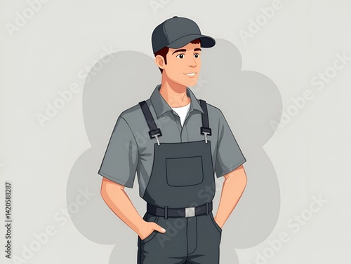 Obraz na płótnie Grey repairman uniform. vector illustration w salonie
