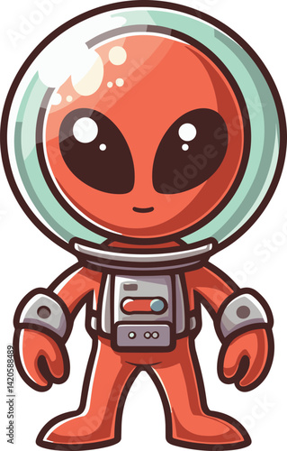 赤い宇宙人の全身のイラスト
