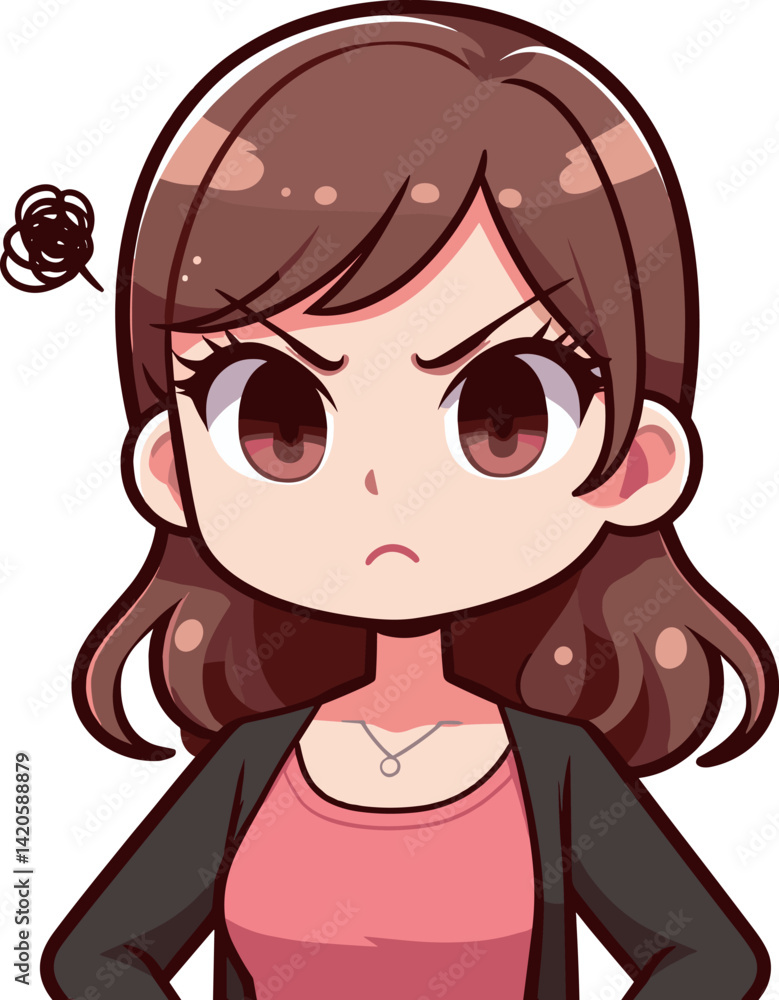 Obraz premium 怒っている女性のイラスト 