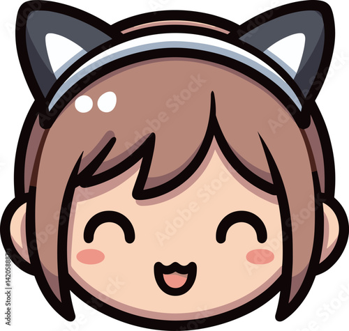 猫耳カチューシャの女性のイラスト