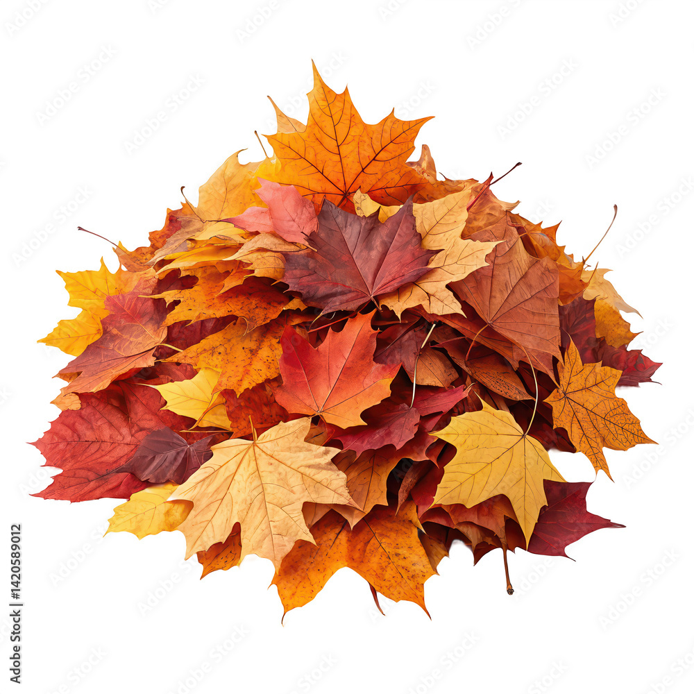 Fototapeta premium Pile of autumn colored leaves png fall leaves png leaf pile png seasonal foliage png autumn colors png transparent background image