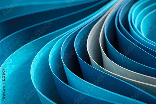 Abstract blue paper curve background modern wave pattern with layered texture for design art wallpaper and creative minimal decoration backdrop