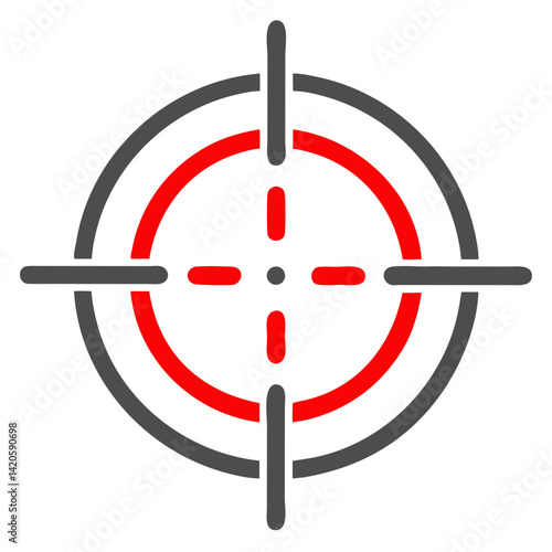 Crosshair icon design in red and gray colors on a white background for gaming -2