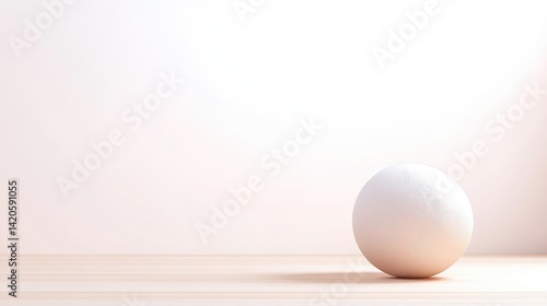 Simple, white sphere on a light beige surface