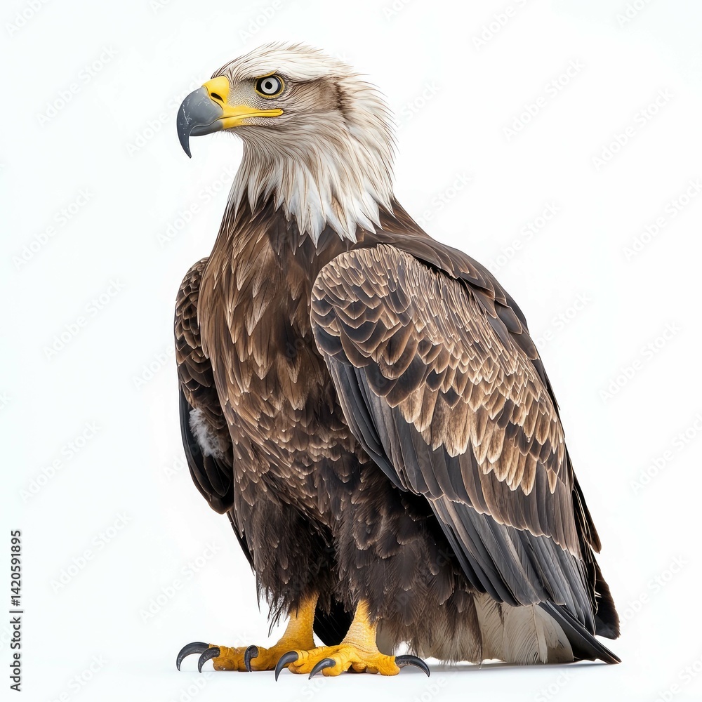 Obraz premium Majestic Bald Eagle: A Close-Up Portrait of a Powerful Bird of Prey in its Natural Habitat