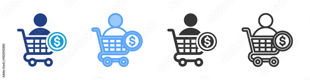 Consumer icon set multiple style collection