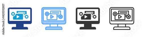 Display Advertising icon set multiple style collection