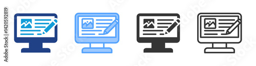 Blogging icon set multiple style collection