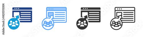 Web Visitors icon set multiple style collection