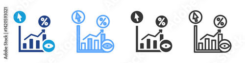 Click Through Rate icon set multiple style collection