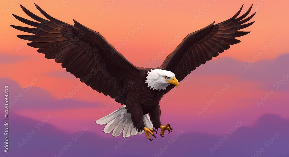 Fototapeta premium The American Bald Eagle in Illustrative Detail: A Symbol of Strength and Sovereignty 