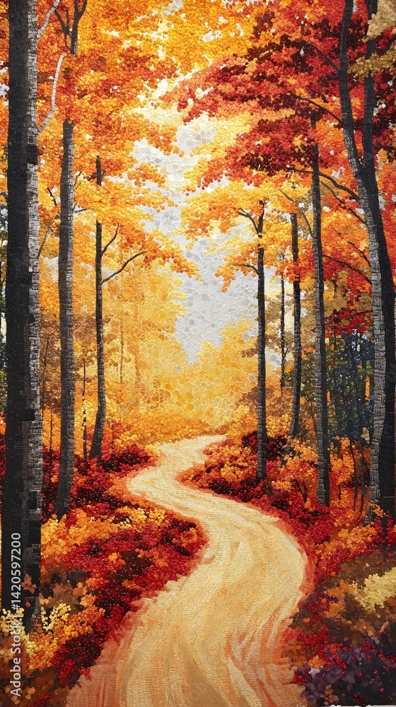 Fototapeta premium Realistic and vibrant autumn forest with