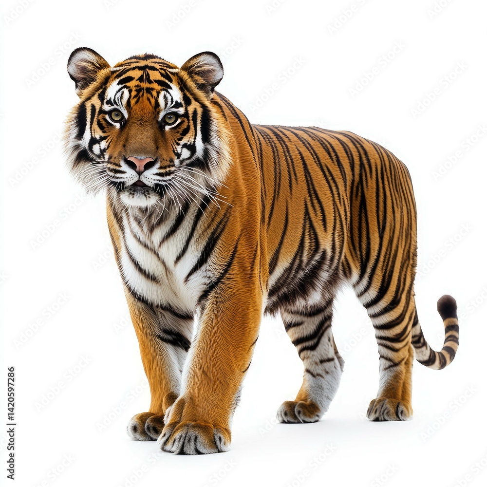 Naklejka premium Majestic Tiger: A Stunning Close-up of a Wild Cat in its Natural Habitat
