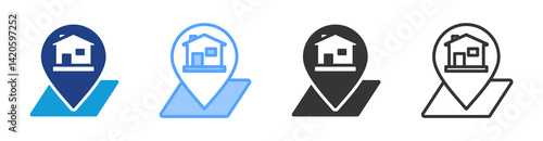 Location icon set multiple style collection