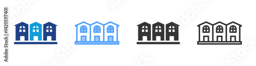Townhouse icon set multiple style collection
