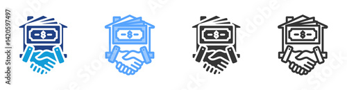 Down Payment icon set multiple style collection