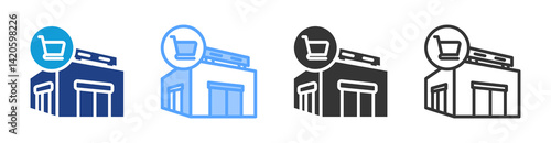 Hypermarket icon set multiple style collection