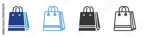 Carrier Bag icon set multiple style collection